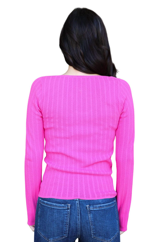 Scala - Lace Long Sleeve U-neckline Top