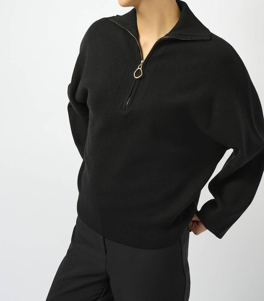 Joseph Ribkoff - Sweater Knit Boxy Pullover With Zip Collar