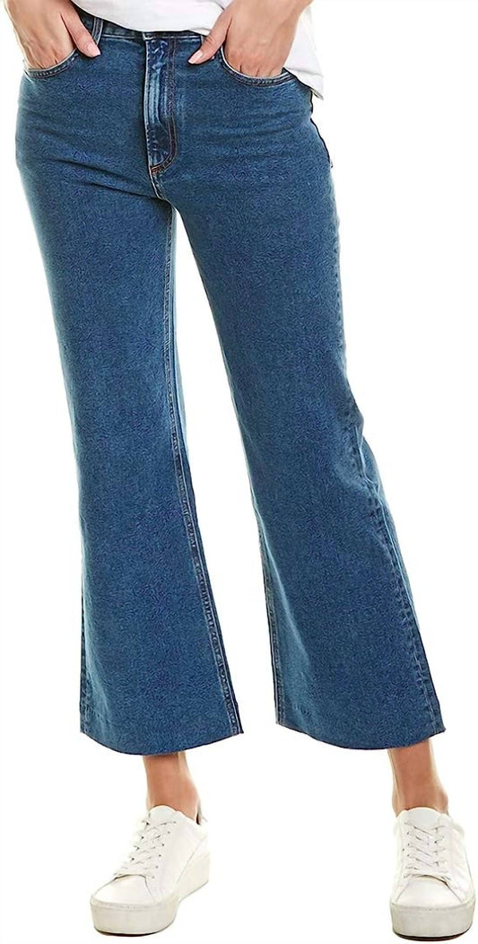 Wide Leg Ankle Cotton Washed Stretch Jeans