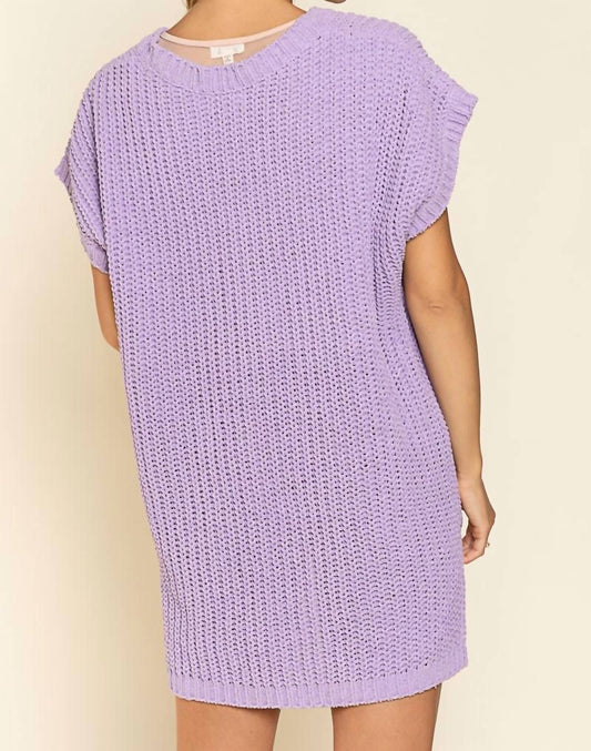 Pol - High-low Short Sleeve Chenille Sweater