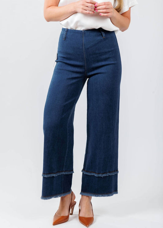 Lysse - Women's Fringe Wide Leg Crop Denim Pants