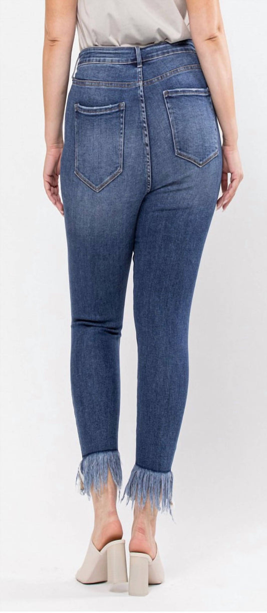 Cello - Mid Rise Fringe Hem Crop Skinny Jeans
