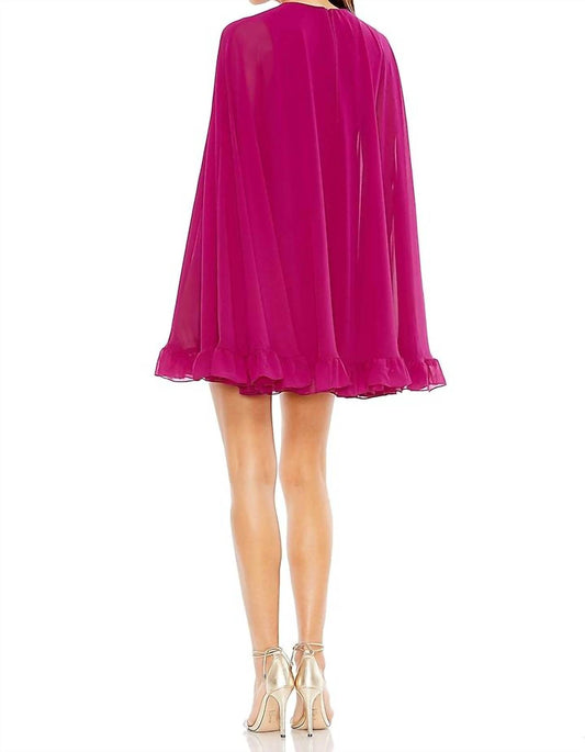 Mac Duggal - Ruffle Hem Cape Dress