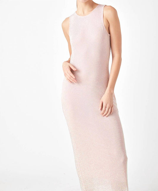 2.7 August Apparel - Rhinestone Mesh Midi Dress