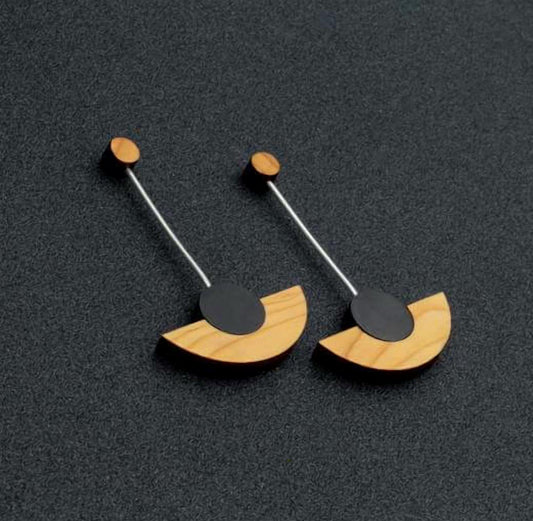 Rowena Sheen - Women's Wood Pendulum Drop Earrings