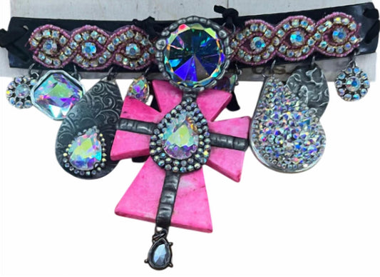 Art By Amy Labbe - Women's Cross Choker Necklace Belt