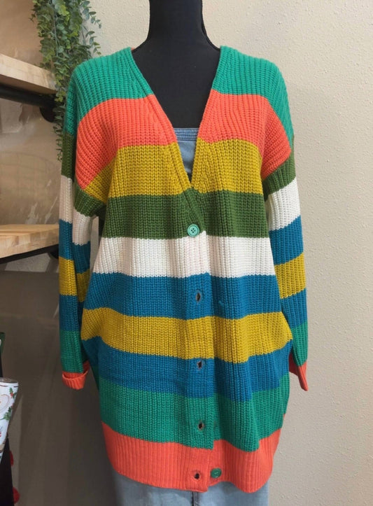 Bibi - Women's Rainbow Button-up Cardigan