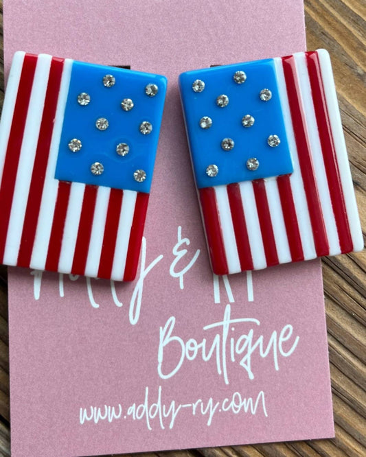 Brianna Cannon - Women's American Flag Crystal Stars Earrings