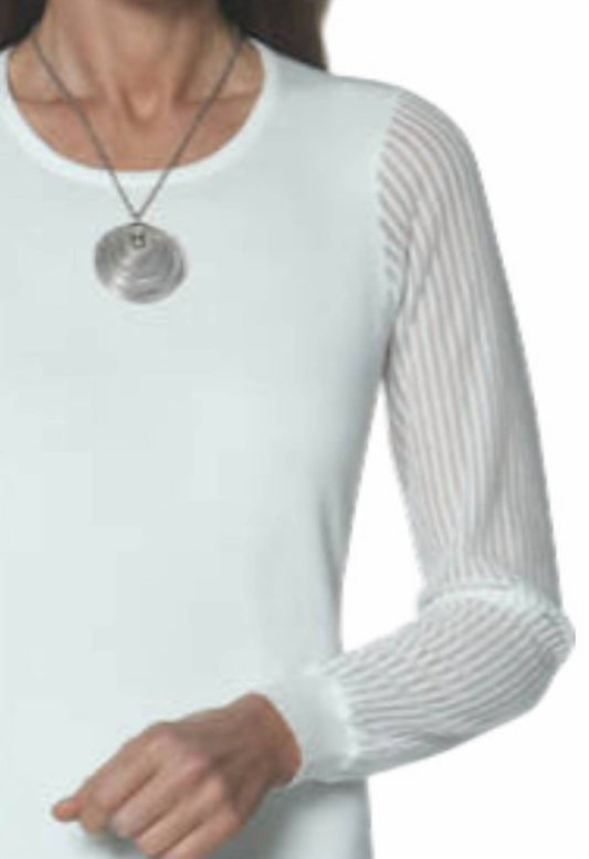 J'Envie/Eli - Sheer Sleeve Jewel Neck Top