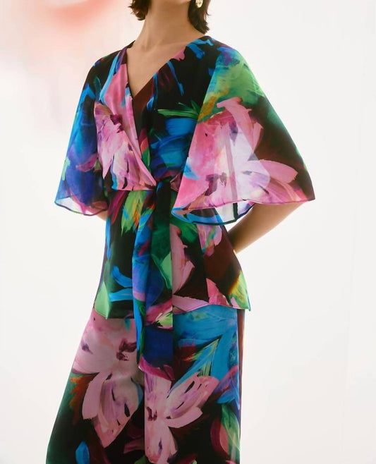 Joseph Ribkoff - Chiffon Floral Print Peplum Top