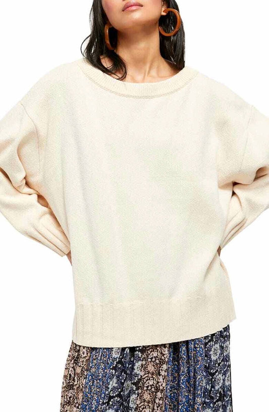 Free People - Street Fair Ivory Sweater Tunic Oversized Pullover