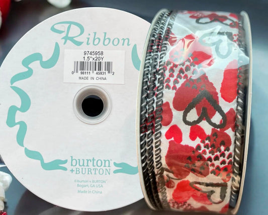 Burton + Burton - Red/Black Heart Pattern Ribbon