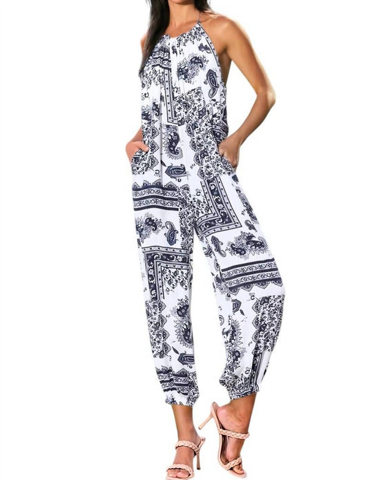 Mustard Seed - Riley Paisley Print Halter Jumpsuit