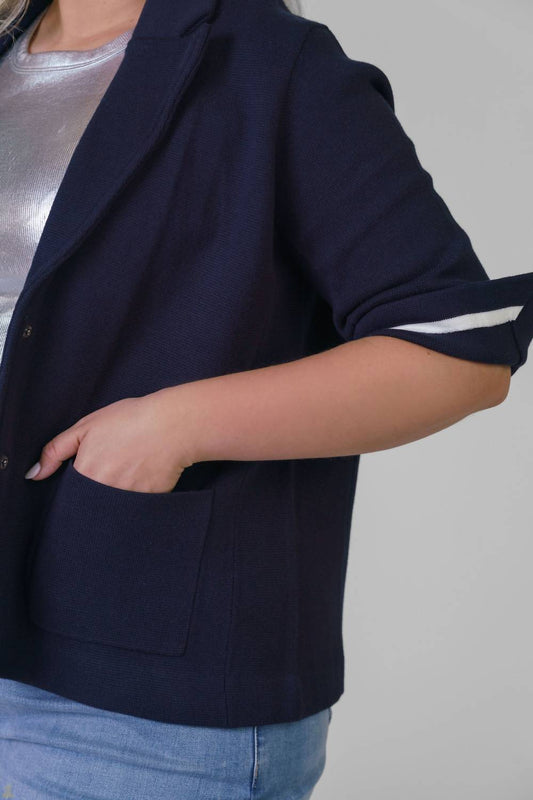 Minnie Rose - Cotton Blend Shrunken Blazer - Plus