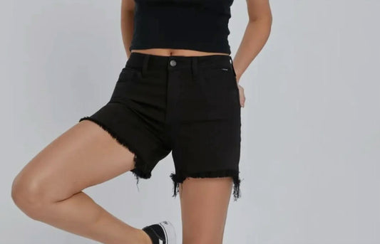 Cello - Uneven Fray Hem Boyfriend Shorts