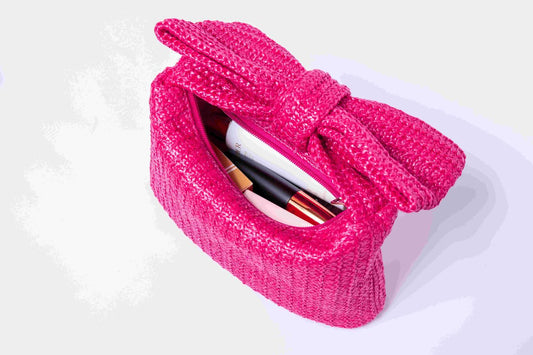 Little Trendy - Women's Bow Straw Handbag