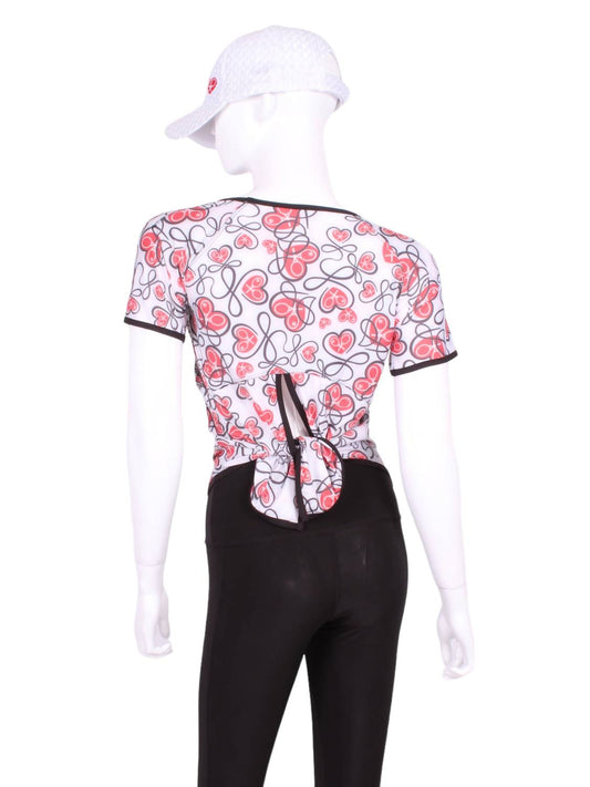 Love Love Tennis - Women's Tie Back Short Sleeve Tennis Tee