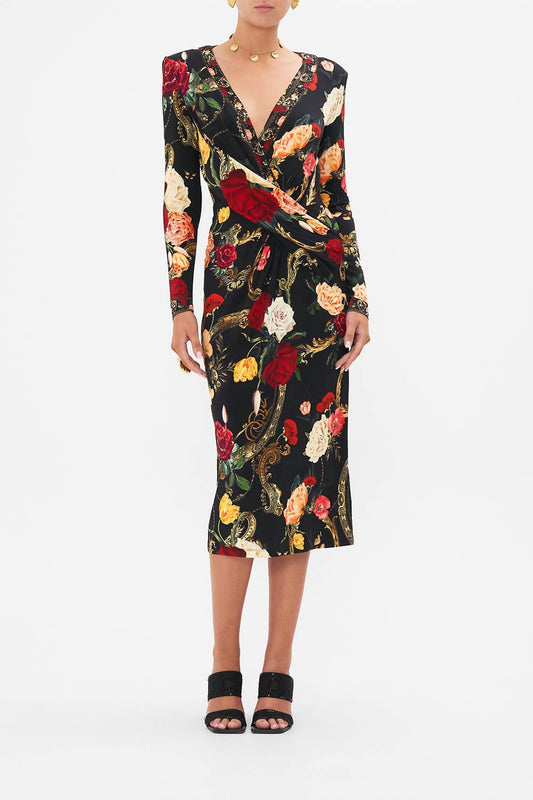 Camilla - V-neck Midi Cross Front Dress