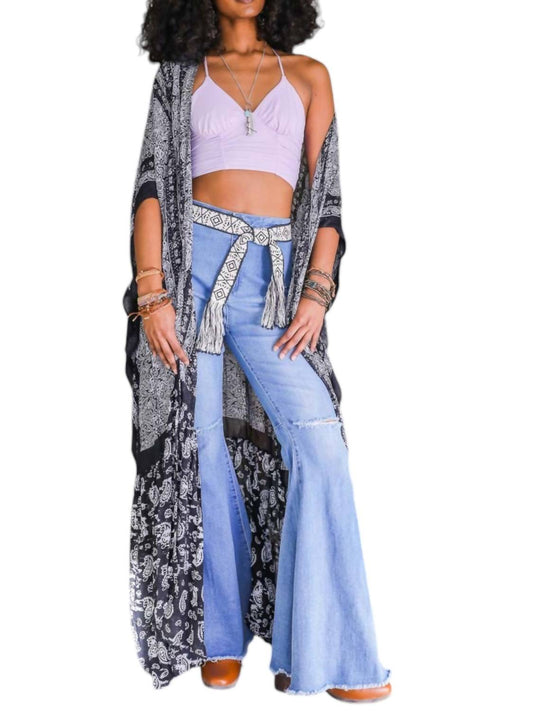 Leto - Long Paisley Flowy Kimono