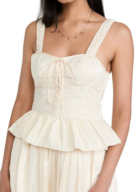 Ulla Johnson - Orla Corset Sweetheart Neckline Ruffled Hem Sleeveless Top