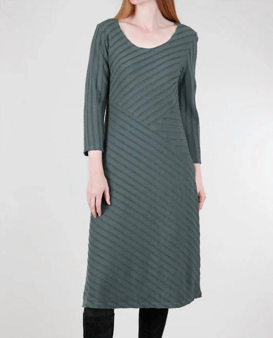 Cut Loose - Frayed-Stripe Seamed Dress, Myrtle