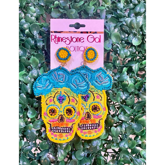 Fashion City - Seed Beaded Sugar Skull Earrings