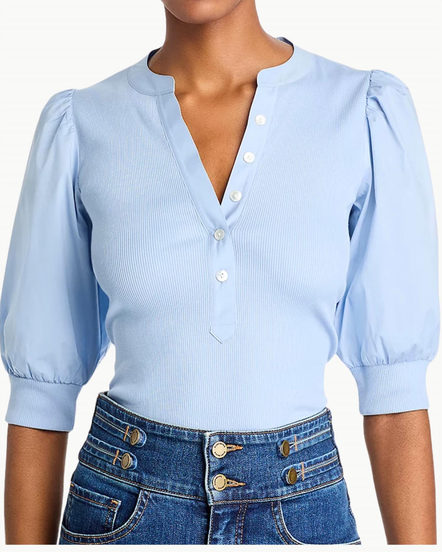 Coralee Puff Sleeve Tee in Navy main image 1