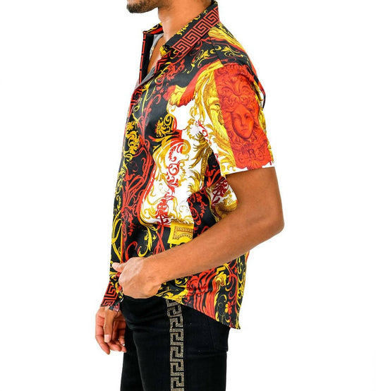 Barabas - Baroque Era Rhinestone Short Sleeve Shirt