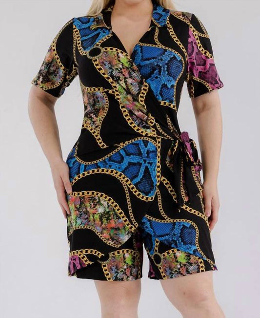 Karen T Design - Chain Print Wrap Romper