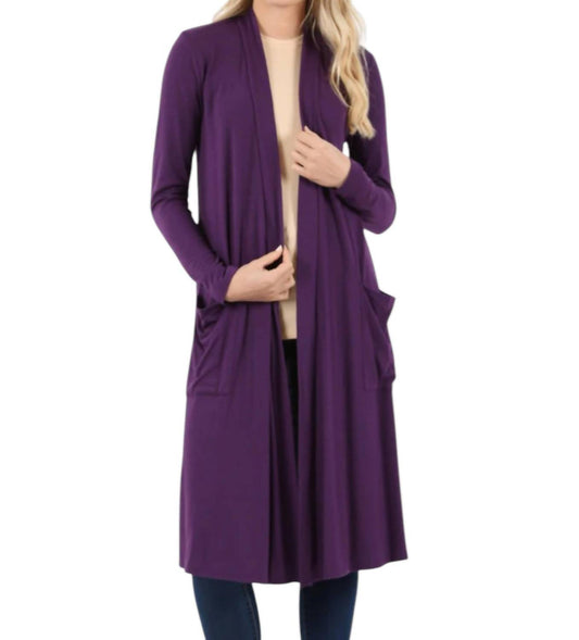 Zenana - Slouchy Pocket Open Cardigan