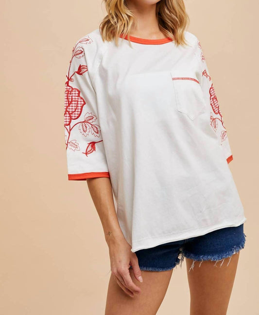 In-Loom - Jillian Cotton Embroidered Ringer Tee
