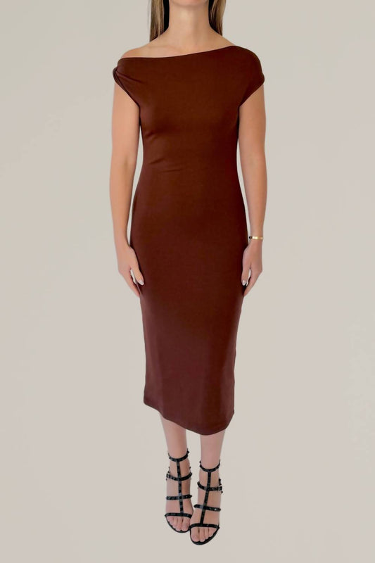 Nlt - twist off shoulder midi dress