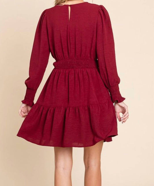 Glam - Gabbie Long Sleeve Tiered Mini Dress