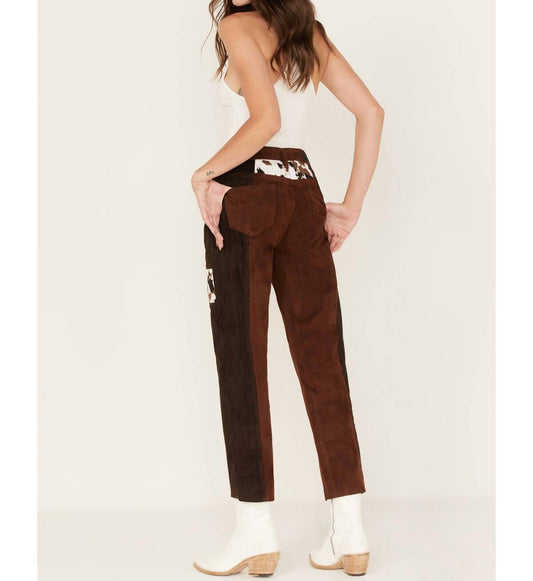 Rock & Roll Denim - High Rise Suede Patchwork Straight Cropped Jeans