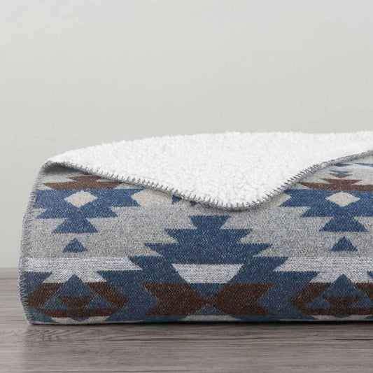 Hiend Accents - Southwest Aztec Design With Sherpa Backing Throw