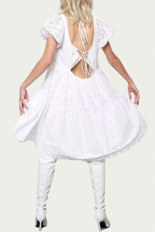 COCO CUTOUT BRODERIE ANGLAISE MINI DRESS