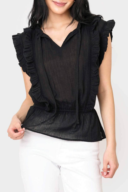 Elan - Sleeveless Ruffle Trim Blouse