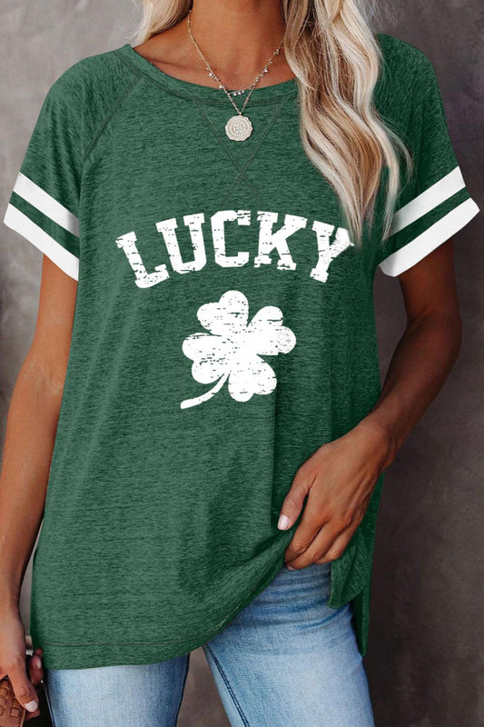 Shewin - Clover Striped Short Sleeve "Lucky" Tee