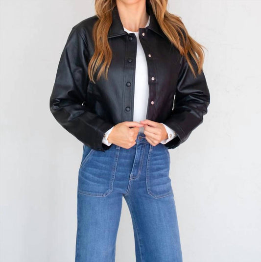 Evolving Vegan Leather Crop Shacket