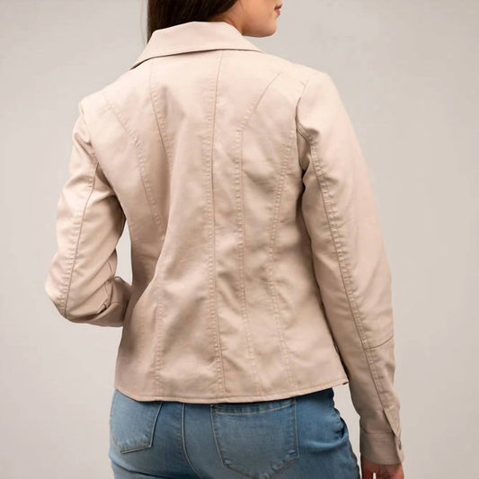 Pine Apparel - Asymmetric Quilted Faux Leather Jacket