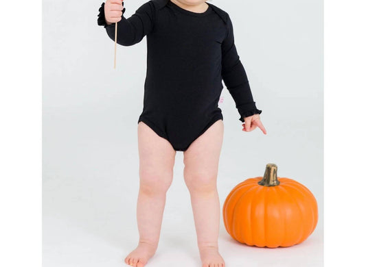 Rufflebutts - Ruffle Butts Black Long Sleeve Layering Bodysuit Onesie