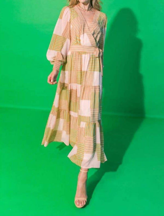 Flying Tomato - Stripes Printed Woven Midi Dress