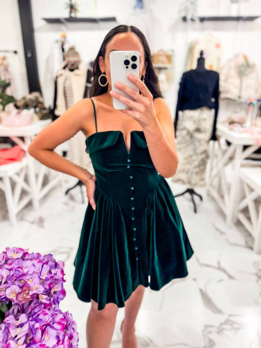 Mable - Women's Terra Tone Velvet Mini Dress