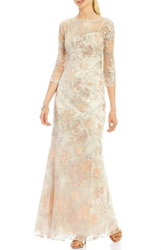 Aidan Mattox - Sheer Embroidered Lace Gown