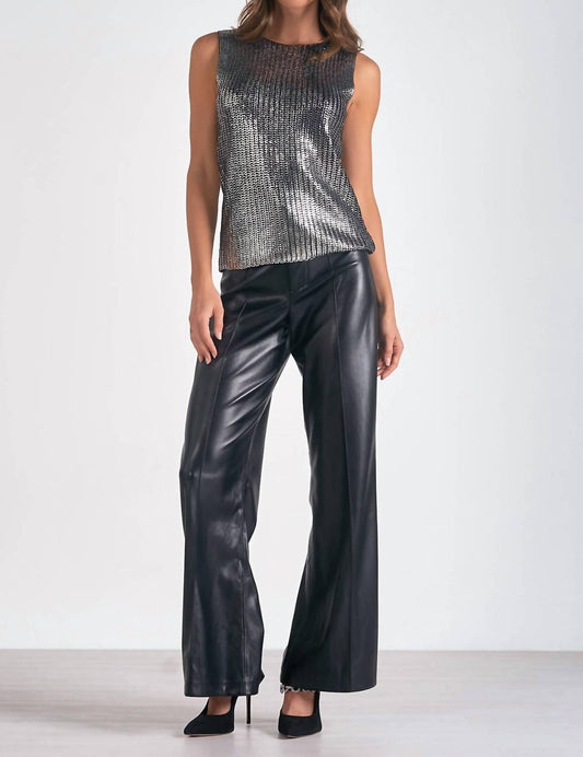 Elan - Sleeveless Metallic Crewneck Sweater