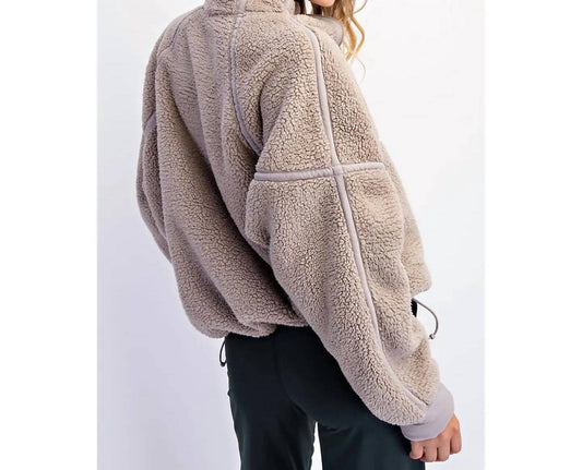 Rae Mode - Sherpa Mock Neck Quarter Zip Jacket