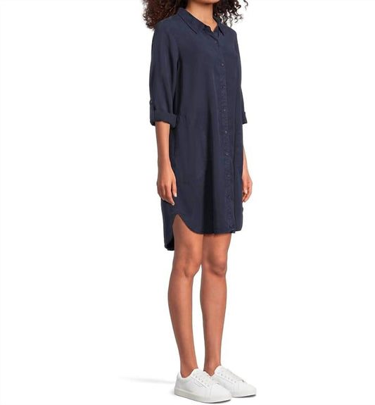 Mododoc - Women's Roll-up Long Sleeve Shirt Dress