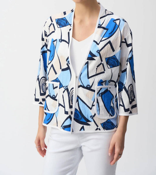 Joseph Ribkoff - Geometric Print Crinkled Jacket