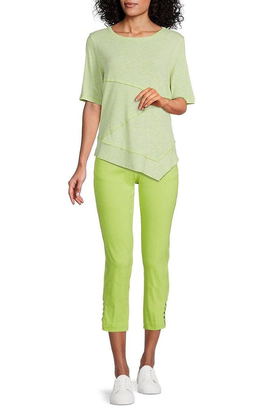 Straight Hem Pull-On Ladder Hem Twill Crop Pants