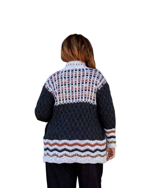 On The Plus Side - Printed Long Sleeve Knitted Sweater - Plus